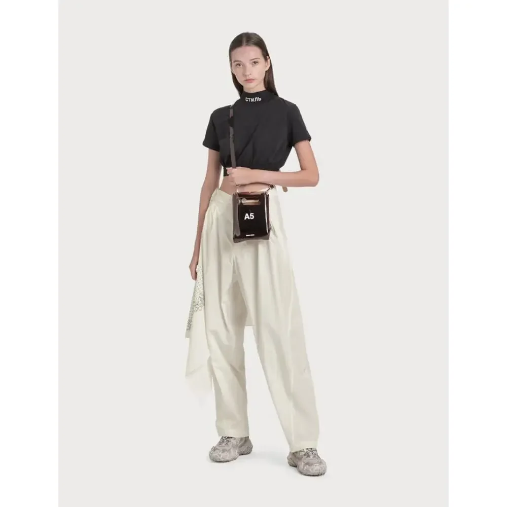 nana-nana PVC A5 Structured Translucent Crossbody Bag Brown